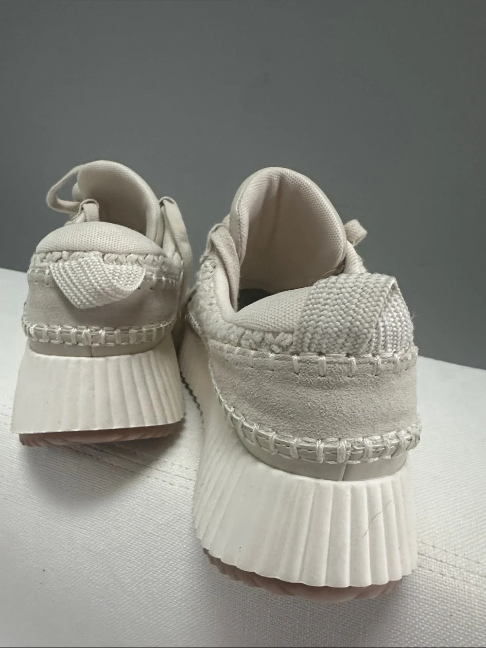 Dolce Vita Cream Woven Platform Sneakers